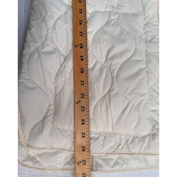Zella Jacket Womens Medium Ivory Quilted Water Resistant Rib Collar Zip Puffer - Picture 6 of 10